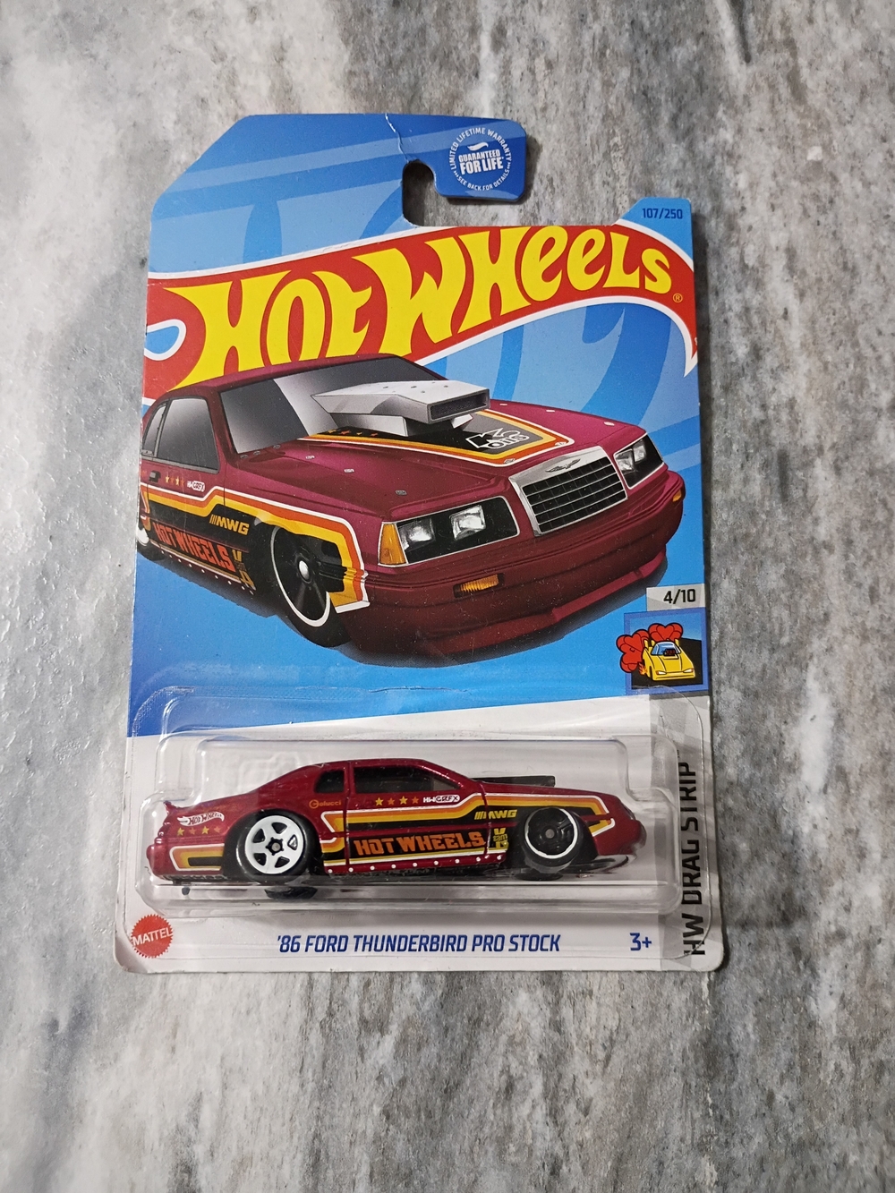 Mattel Hot Wheels '86 Ford Thunderbird Pro Stock - Maroon, Yellow, White